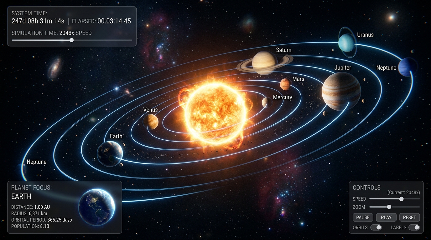 0x Alpha Cloud Three.js Solar System Preview